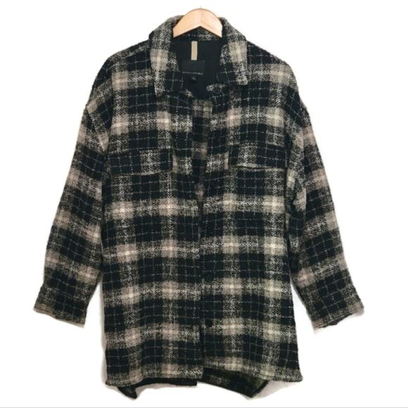 Banana Republic Plaid Wool Blend Button Down Long Shacket Shirt  Size XL - Picture 1 of 15